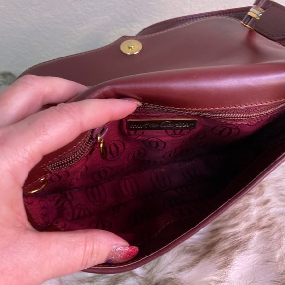 Vintage authentic de CARTIER BORDEAUX crossbody - Picture 9 of 12